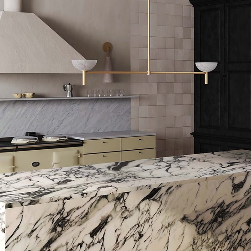 Modern Kitchen Island Pendant Light with Alabaster Shades, Linear Real Alabaster Pendant Lamp
