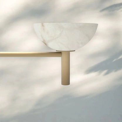 Modern Kitchen Island Pendant Light with Alabaster Shades, Linear Real Alabaster Pendant Lamp