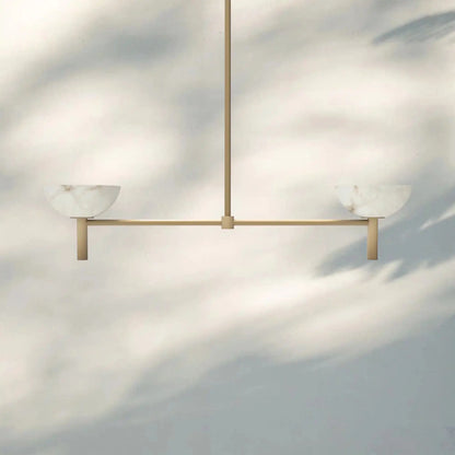 Modern Kitchen Island Pendant Light with Alabaster Shades, Linear Real Alabaster Pendant Lamp