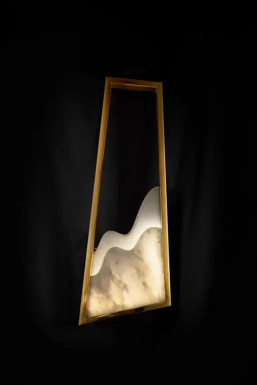 Modern Light Luxury Alabaster Chandelier in Gold Finish