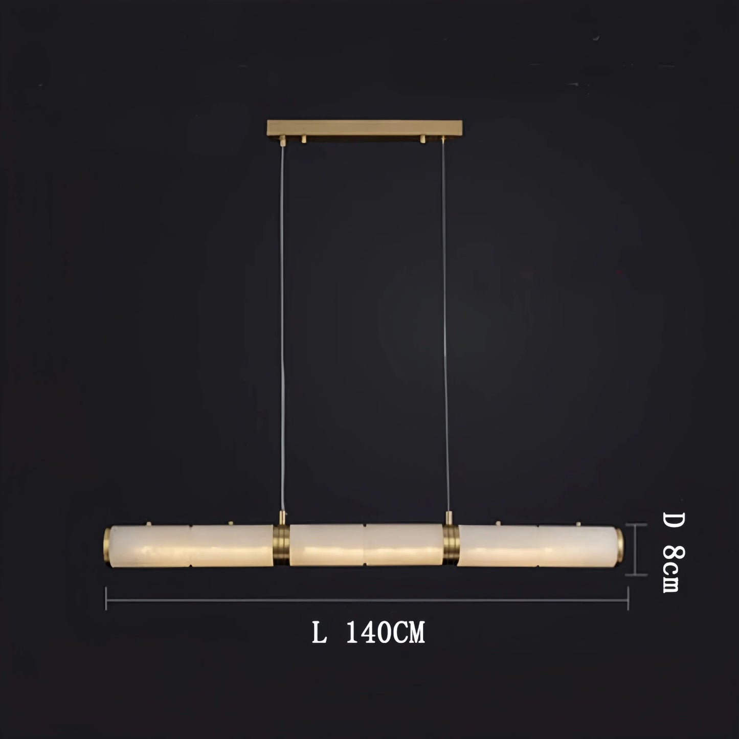 Modern Linear Alabaster Chandelier, Chandelier Over Dining Table