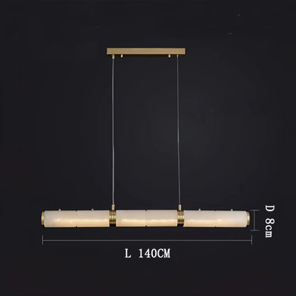 Modern Linear Alabaster Chandelier, Chandelier Over Dining Table