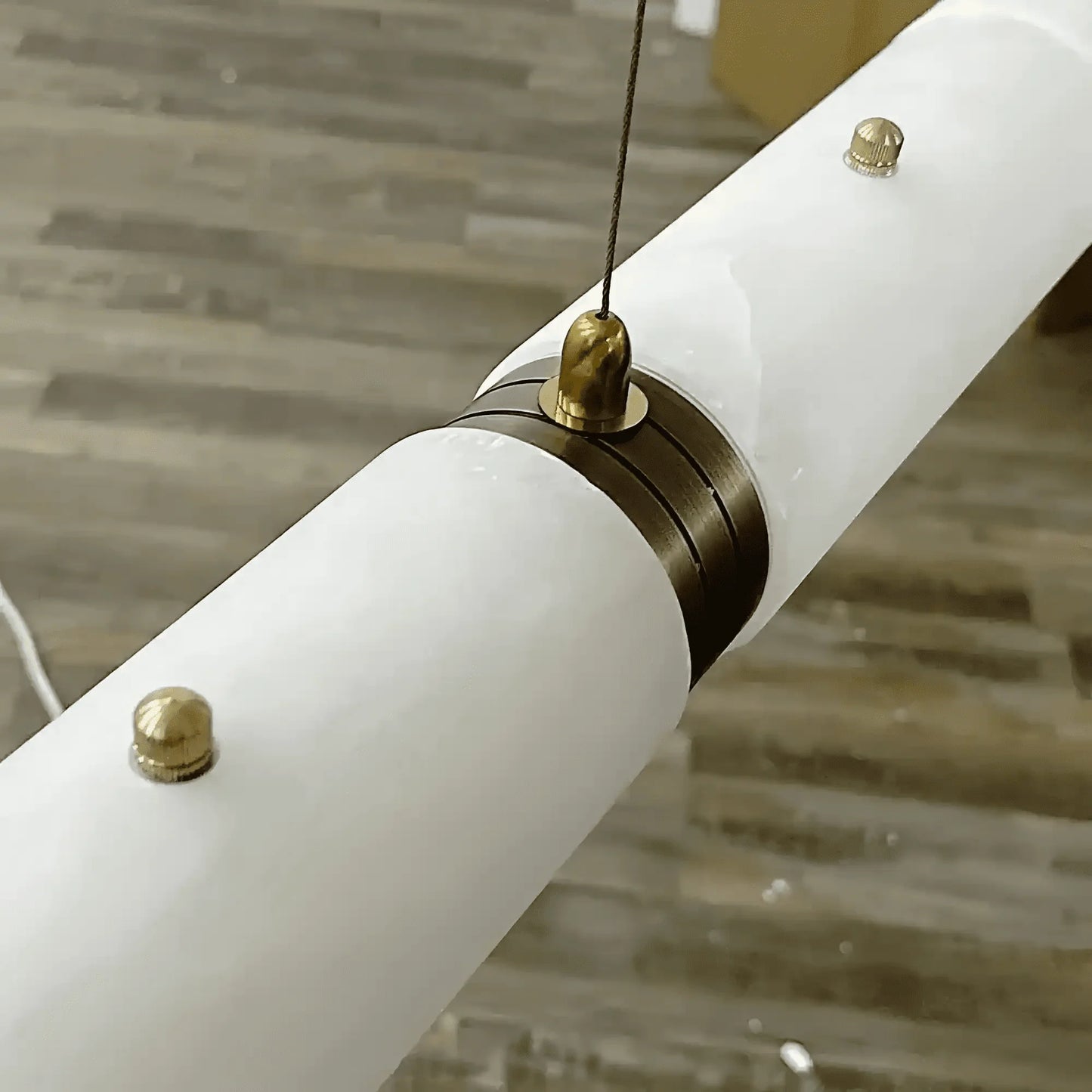 Modern Linear Alabaster Chandelier, Chandelier Over Dining Table