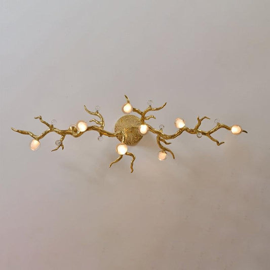 Modern Linear Glass Ball Branch Semi Flush Chandelier