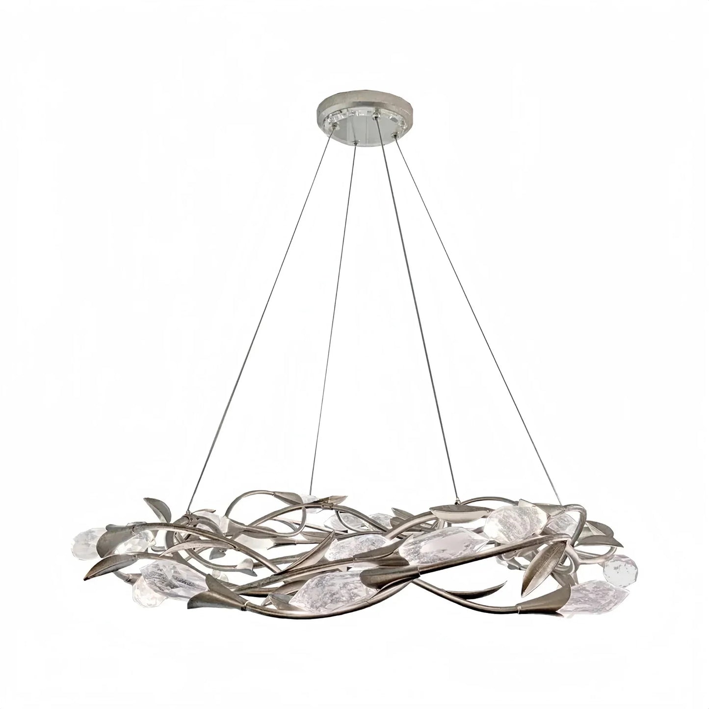 Modern Linear/Round Floral Branches Crystal Chandelier