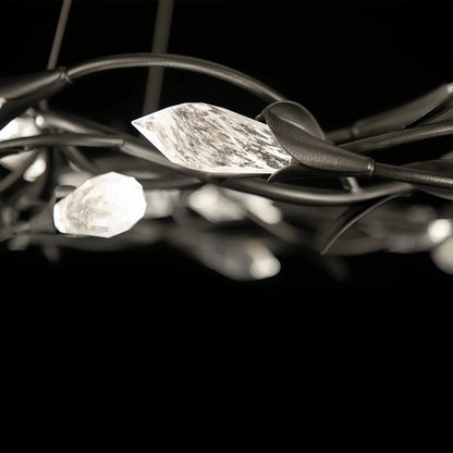 Modern Linear/Round Floral Branches Crystal Chandelier