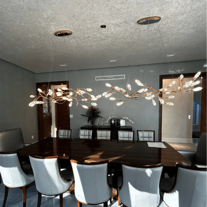 Modern Linear/Round Floral Branches Crystal Chandelier