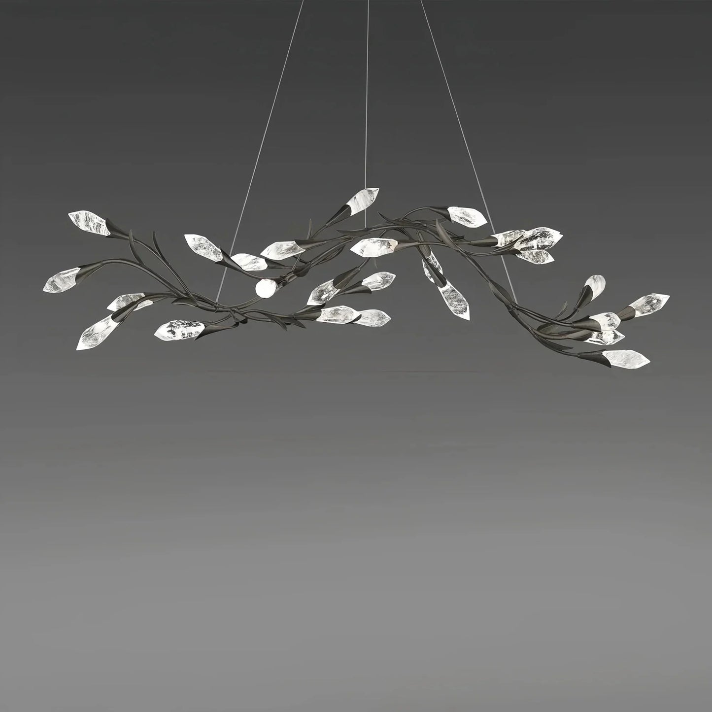 Modern Linear/Round Floral Branches Crystal Chandelier