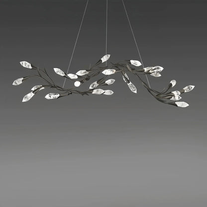 Modern Linear/Round Floral Branches Crystal Chandelier