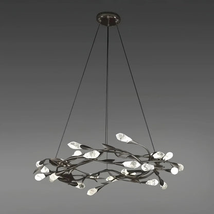 Modern Linear/Round Floral Branches Crystal Chandelier