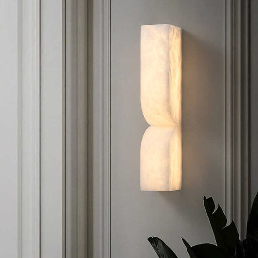Modern Luxe Brass Natural Alabaster Wall Sconce for Entryway