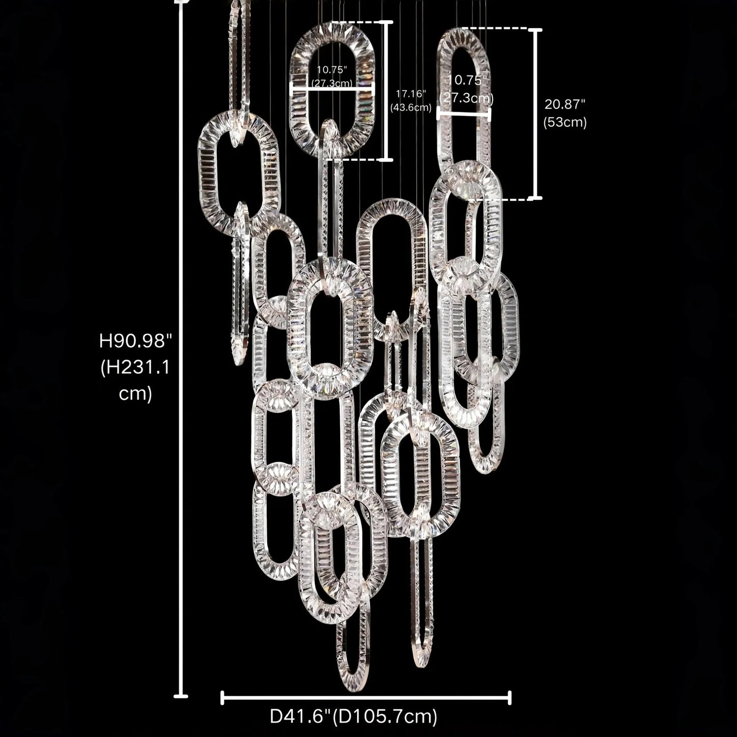 Modern Luxury Crystal Chain Cluster Chandelier for High Ceiling/Dining Room