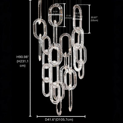 Modern Luxury Crystal Chain Cluster Chandelier for High Ceiling/Dining Room
