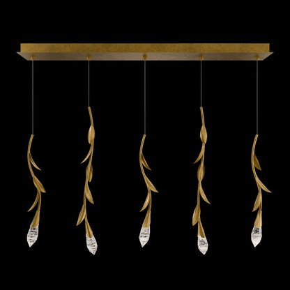 Modern Luxury Floating Branches Floral Crystal Chandelier with Rectangular Canopy for High-ceiling