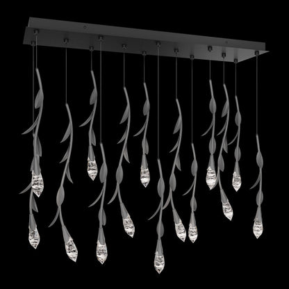 Modern Luxury Floating Branches Floral Crystal Chandelier with Rectangular Canopy for High-ceiling