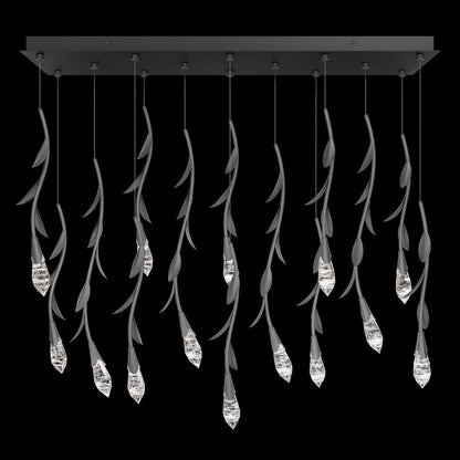 Modern Luxury Floating Branches Floral Crystal Chandelier with Rectangular Canopy for High-ceiling