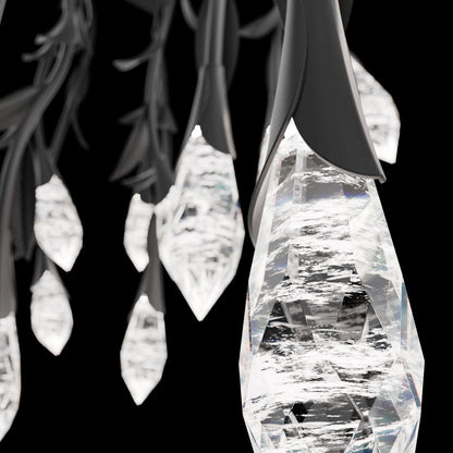 Modern Luxury Floating Branches Floral Crystal Chandelier with Rectangular Canopy for High-ceiling