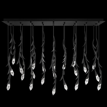 Modern Luxury Floating Branches Floral Crystal Chandelier with Rectangular Canopy for High-ceiling