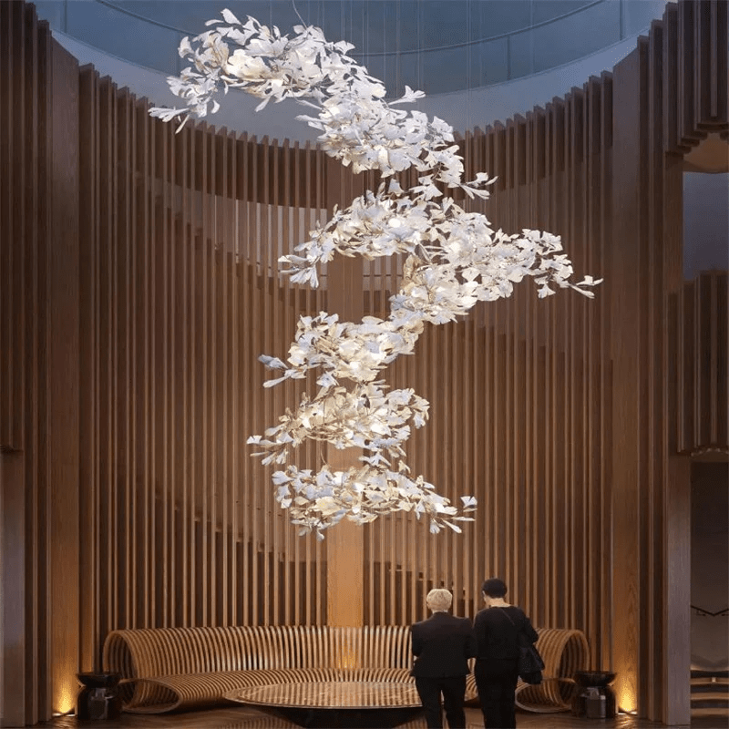 Modern Porcelain Ginkgo Branch Chandelier