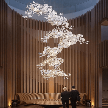 Modern Porcelain Ginkgo Branch Chandelier