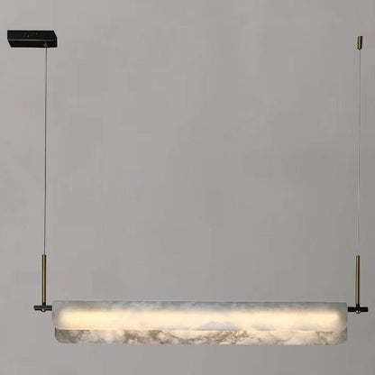 Modern Real Alabaster Chandelier, Linear Chandelier Over Dining Room