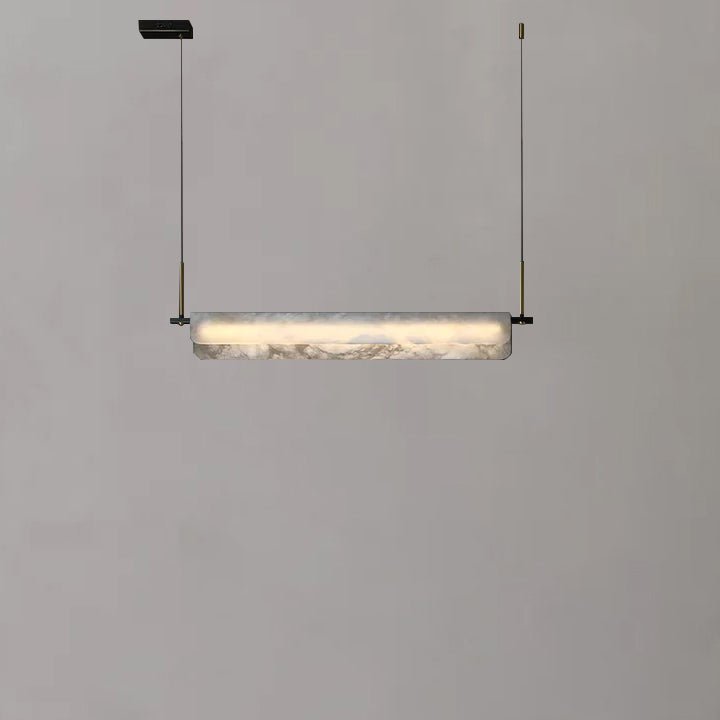 Modern Real Alabaster Chandelier, Linear Chandelier Over Dining Room