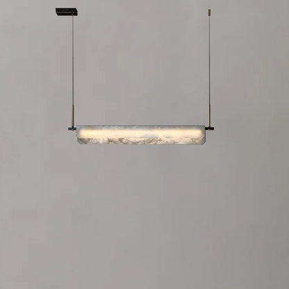 Modern Real Alabaster Chandelier, Linear Chandelier Over Dining Room