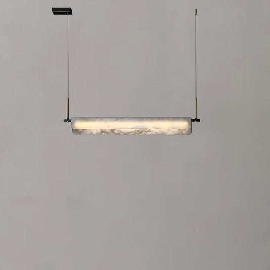 Modern Real Alabaster Chandelier, Linear Chandelier Over Dining Room