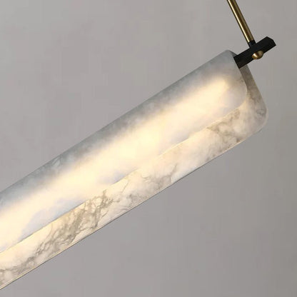 Modern Real Alabaster Chandelier, Linear Chandelier Over Dining Room
