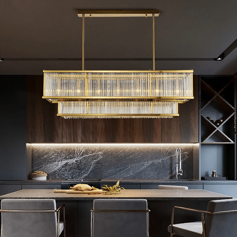 Modern Round/Rectangular Glass Rods Chandelier