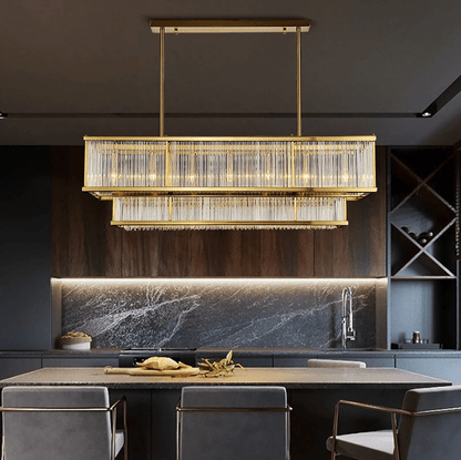 Modern Round/Rectangular Glass Rods Chandelier
