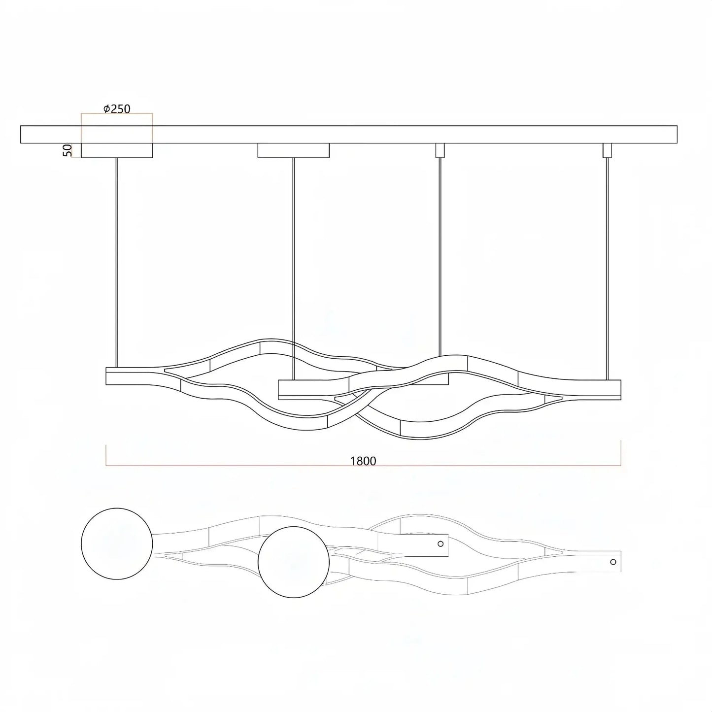 Modern Simple Aluminum Waving Chandelier