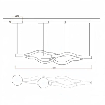 Modern Simple Aluminum Waving Chandelier