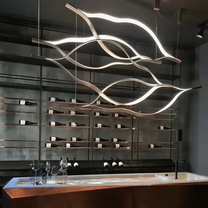 Modern Simple Aluminum Waving Chandelier