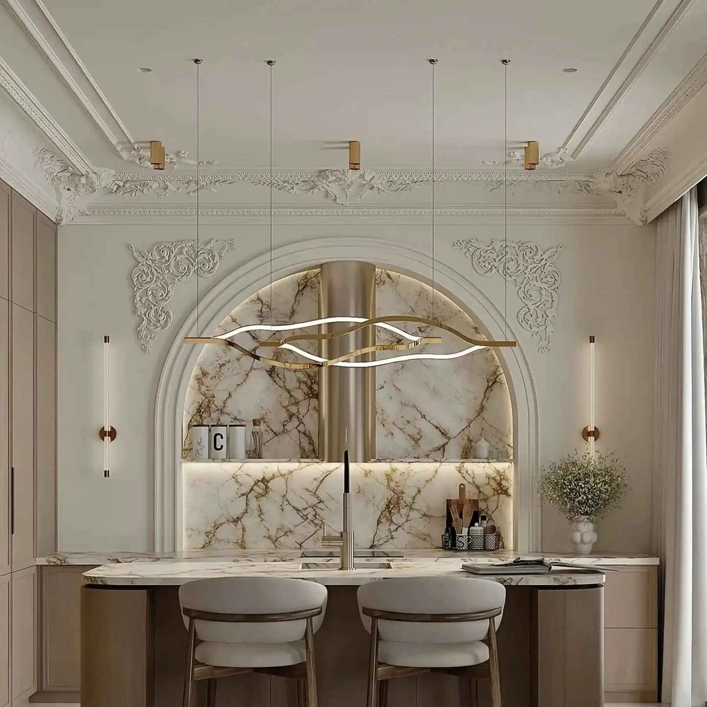 Modern Simple Aluminum Waving Chandelier