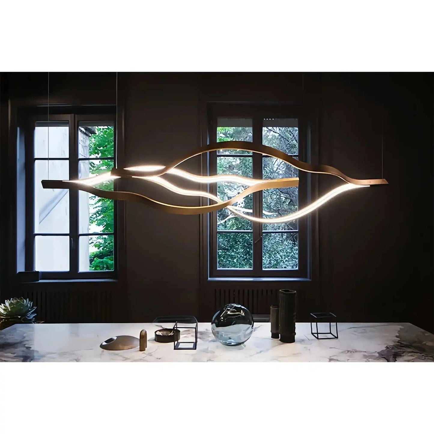 Modern Simple Aluminum Waving Chandelier