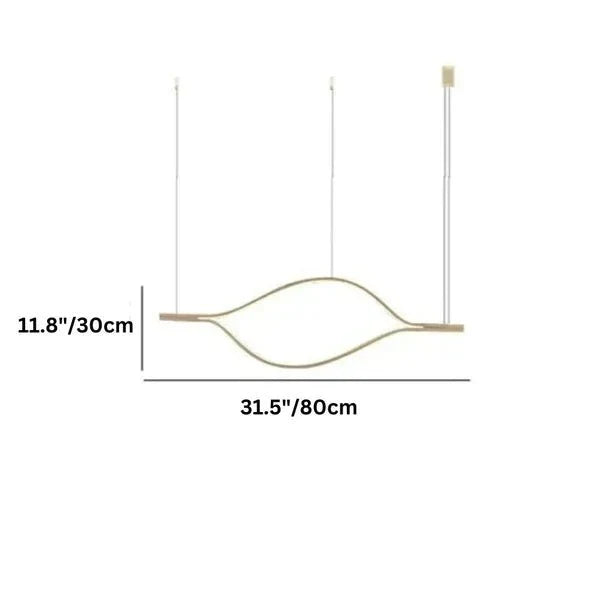 Modern Simple Brass Waving Chandelier for Living/Dining Room/Kitchen Island