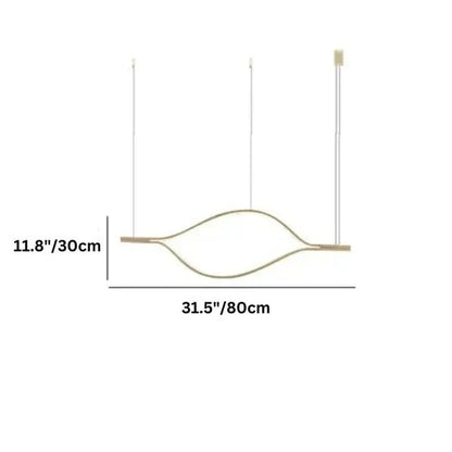 Modern Simple Brass Waving Chandelier for Living/Dining Room/Kitchen Island