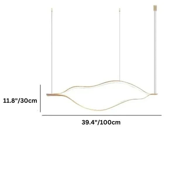 Modern Simple Brass Waving Chandelier for Living/Dining Room/Kitchen Island