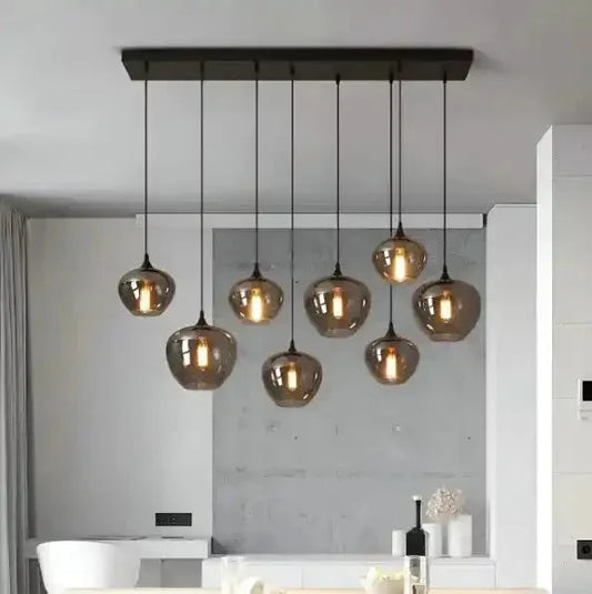 Modern Smoke Gray Glass Lamp Designer Chandelier