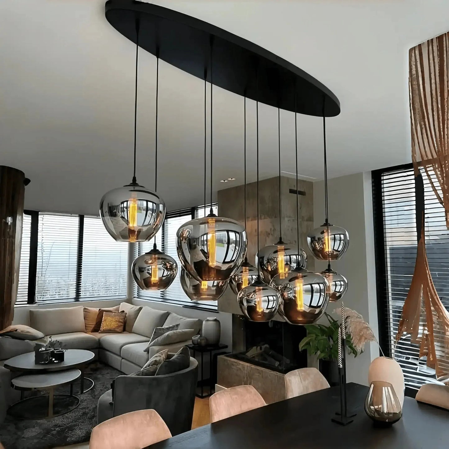 Modern Smoke Gray Glass Lamp Designer Chandelier