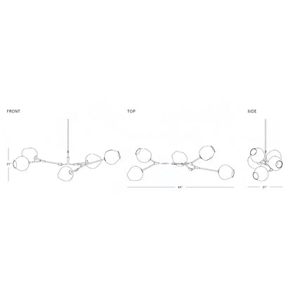 Modern Sputnik Smoky Gray/Amber Glass Branch Chandelier for Kitchen Island/Dining Room