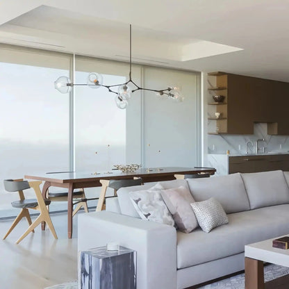 Modern Sputnik Smoky Gray/Amber Glass Branch Chandelier for Kitchen Island/Dining Room