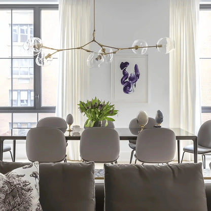 Modern Sputnik Smoky Gray/Amber Glass Branch Chandelier for Kitchen Island/Dining Room