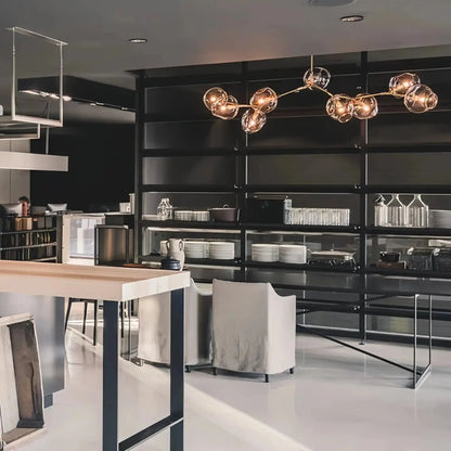 Modern Sputnik Smoky Gray/Amber Glass Branch Chandelier for Kitchen Island/Dining Room