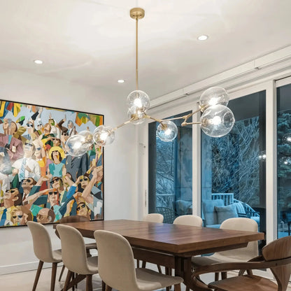 Modern Sputnik Smoky Gray/Amber Glass Branch Chandelier for Kitchen Island/Dining Room