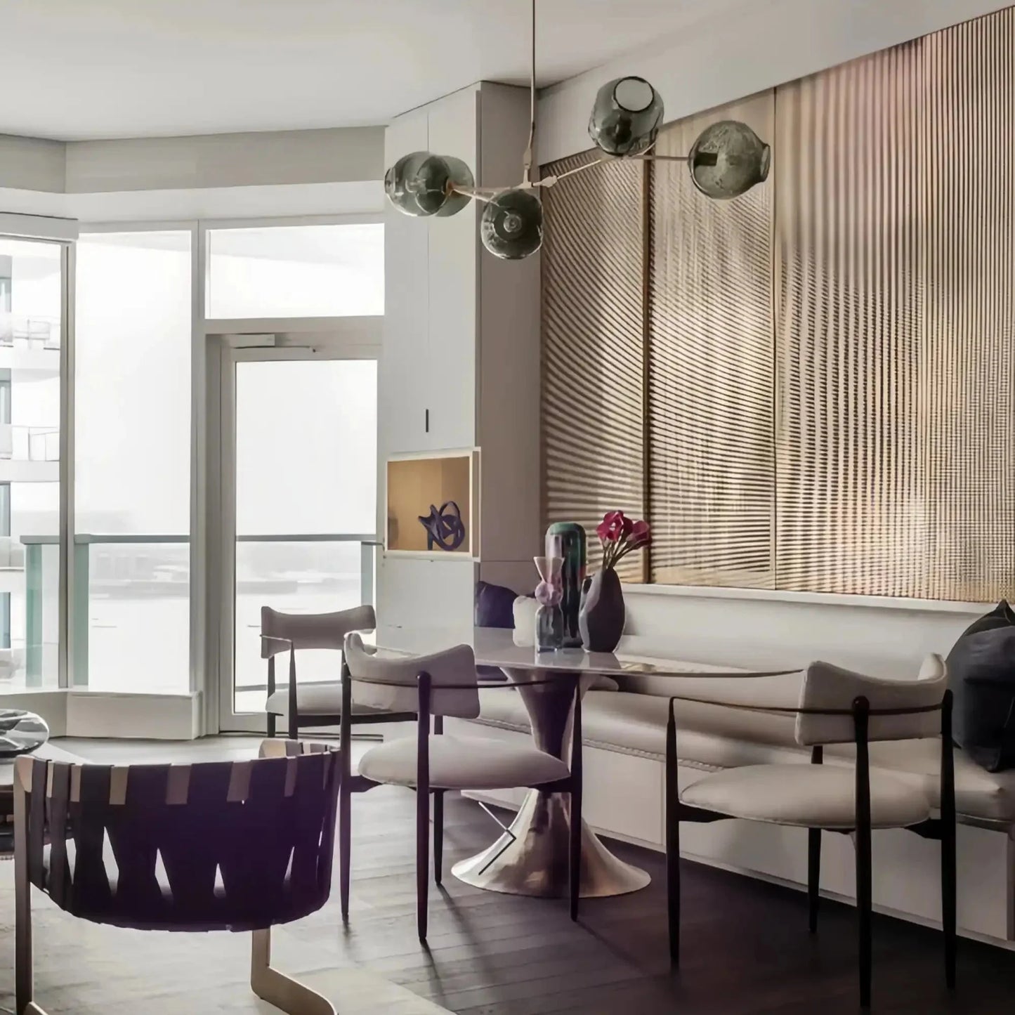 Modern Sputnik Smoky Gray/Amber Glass Branch Chandelier for Kitchen Island/Dining Room