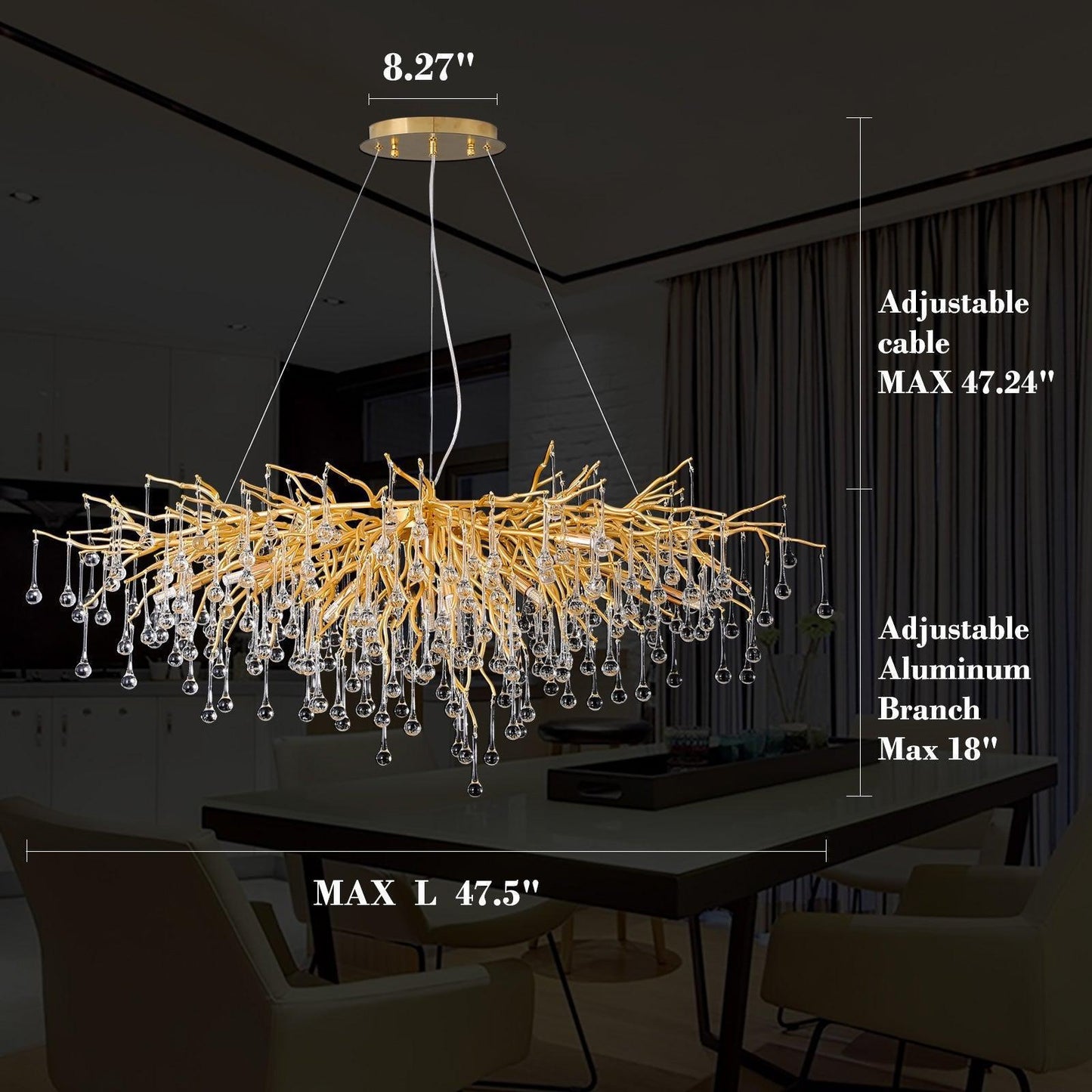 Dorris Crystal Branch Chandelier 45"