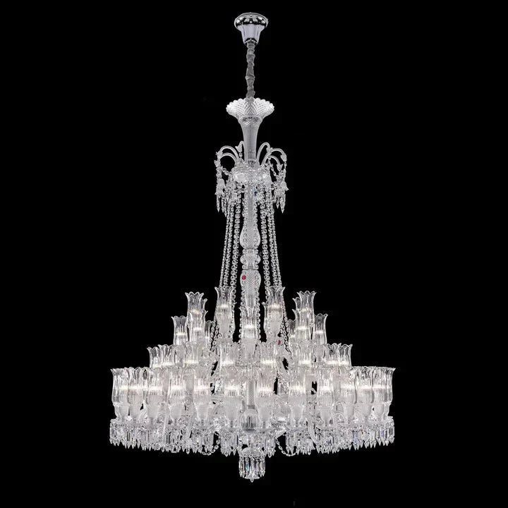 Multi Layer Chrome Crystal Chandelier in French Style with Romantic Branch Flowers for Grand Hallway and Staircase