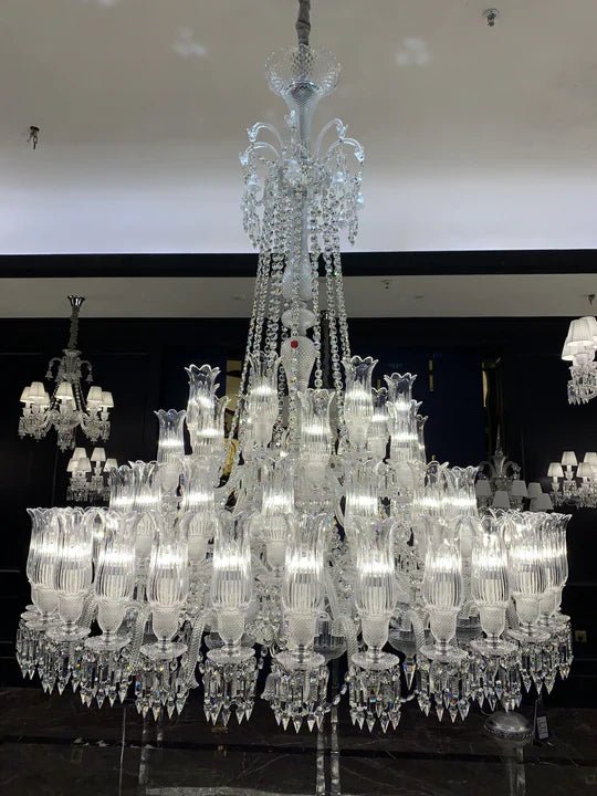 Multi Layer Chrome Crystal Chandelier in French Style with Romantic Branch Flowers for Grand Hallway and Staircase